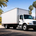 Box truck parked in a commercial area representing cargo transport and theft risk exposure