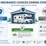 RV insurance coverage options during storage including comprehensive coverage, storage-only insurance, and suspended collision and liability protection