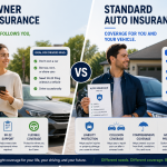 Non-owner insurance and standard auto insurance compared beside borrowed and owned cars