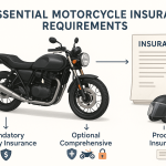 Infographic illustrating key motorcycle insurance requirements by law.