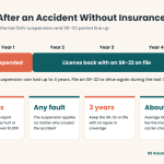 SR22 after accident without insurance California infographic showing the 4-year suspension and the 3-year SR-22 period